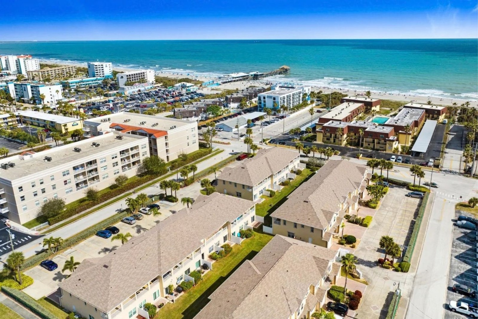 Aerial view of Villas by the Sea with the Atlantic Ocean beyond