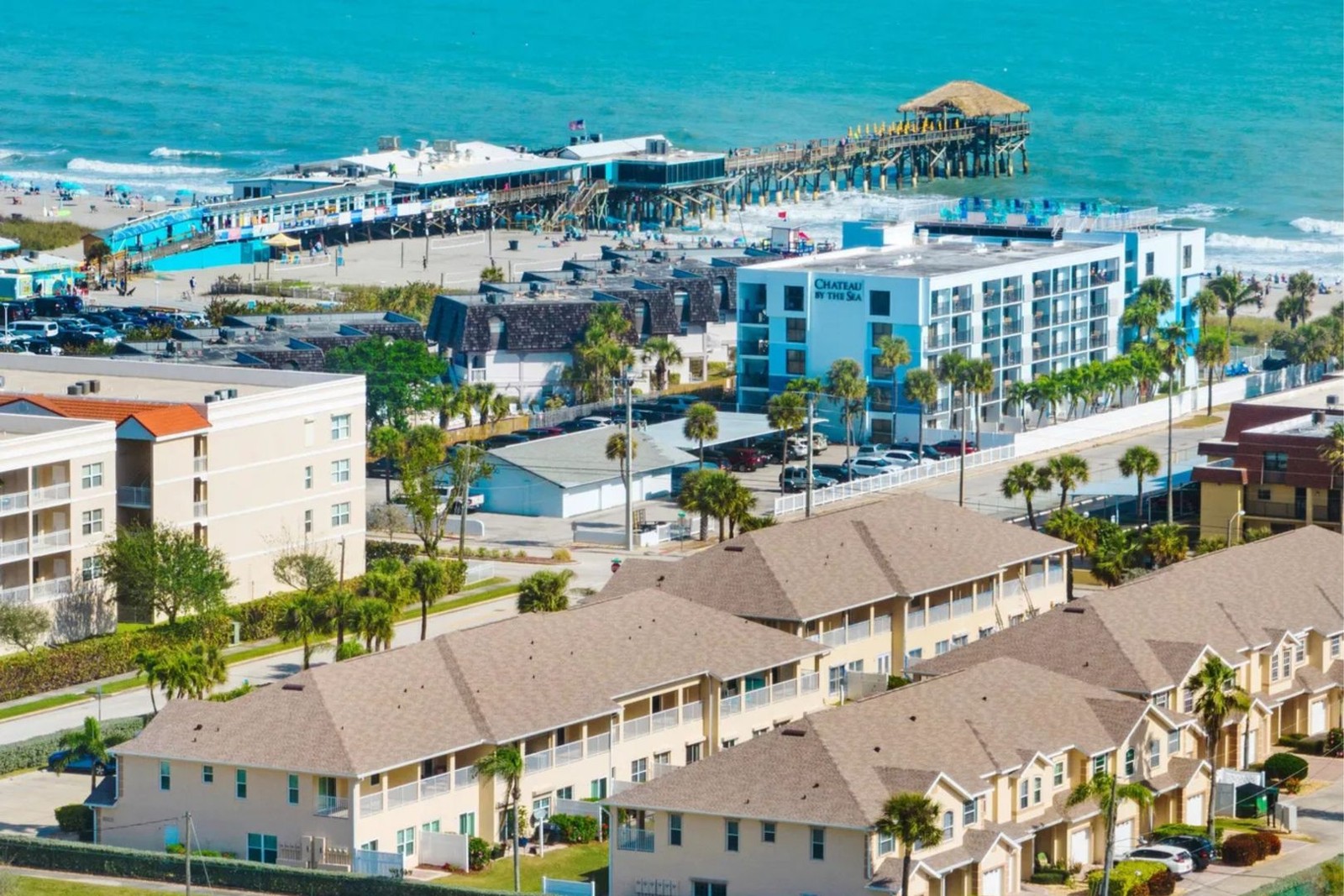 Aerial view from Villas by the Sea toward the Cocoa Beach Pier