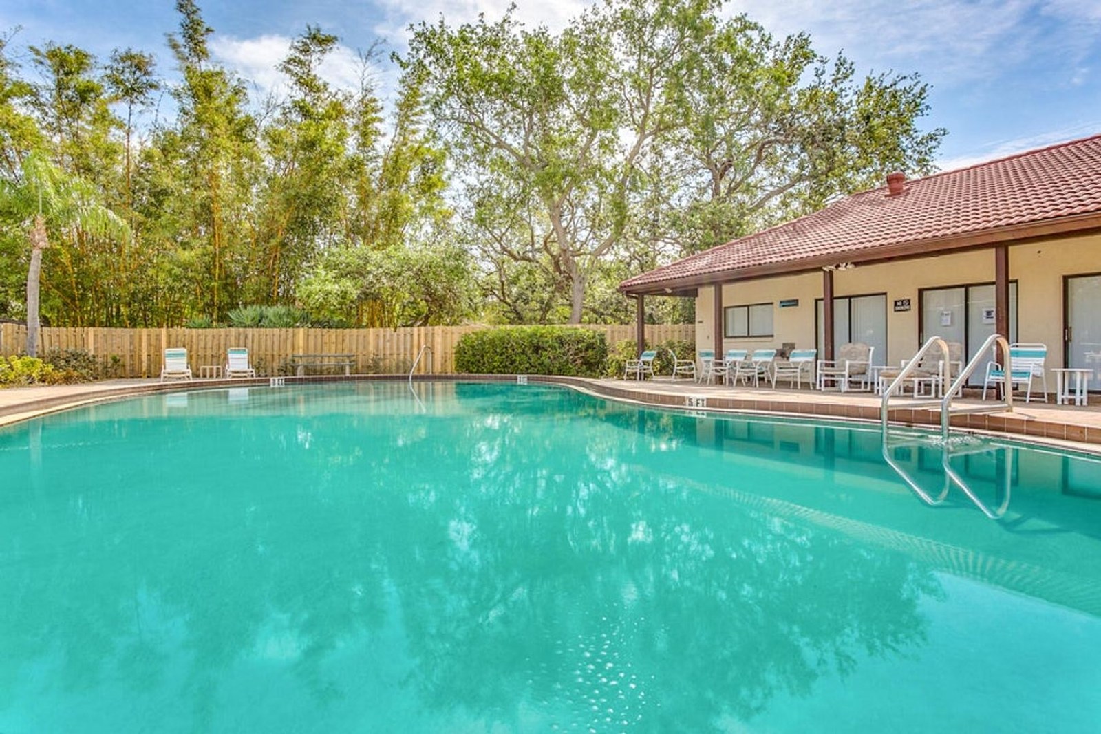 Ocean Woods heated pool and clubhouse in Cape Canaveral FL
