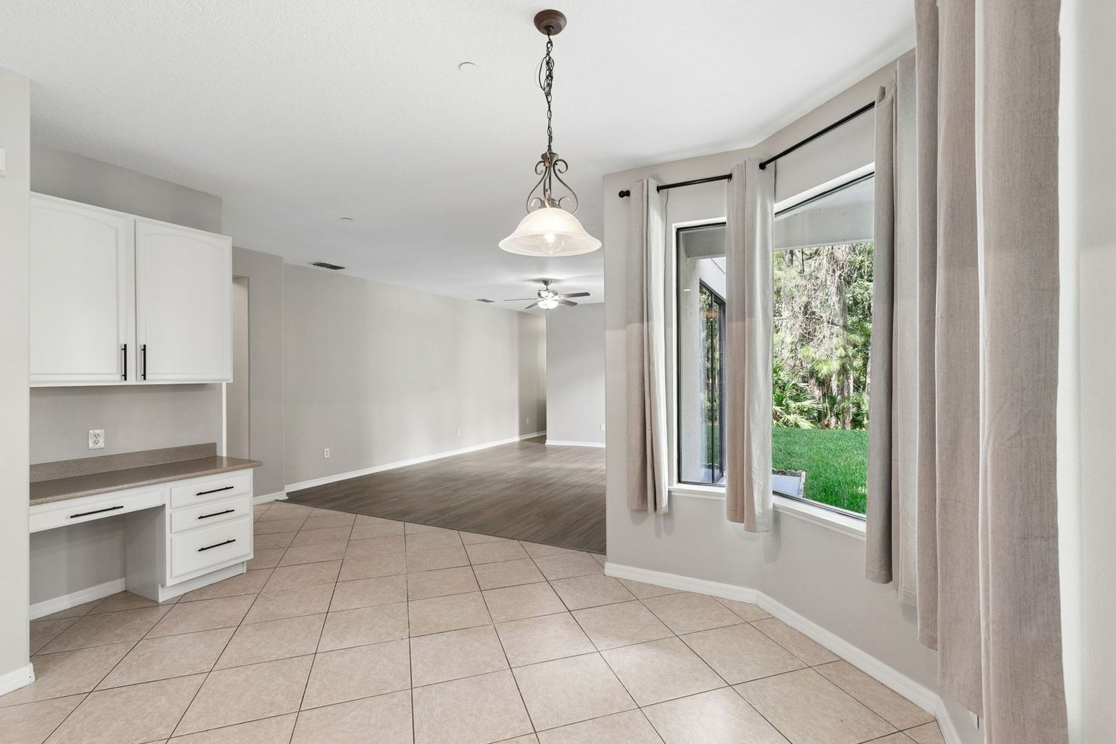 Kitchen with built-in desk and breakfast nook