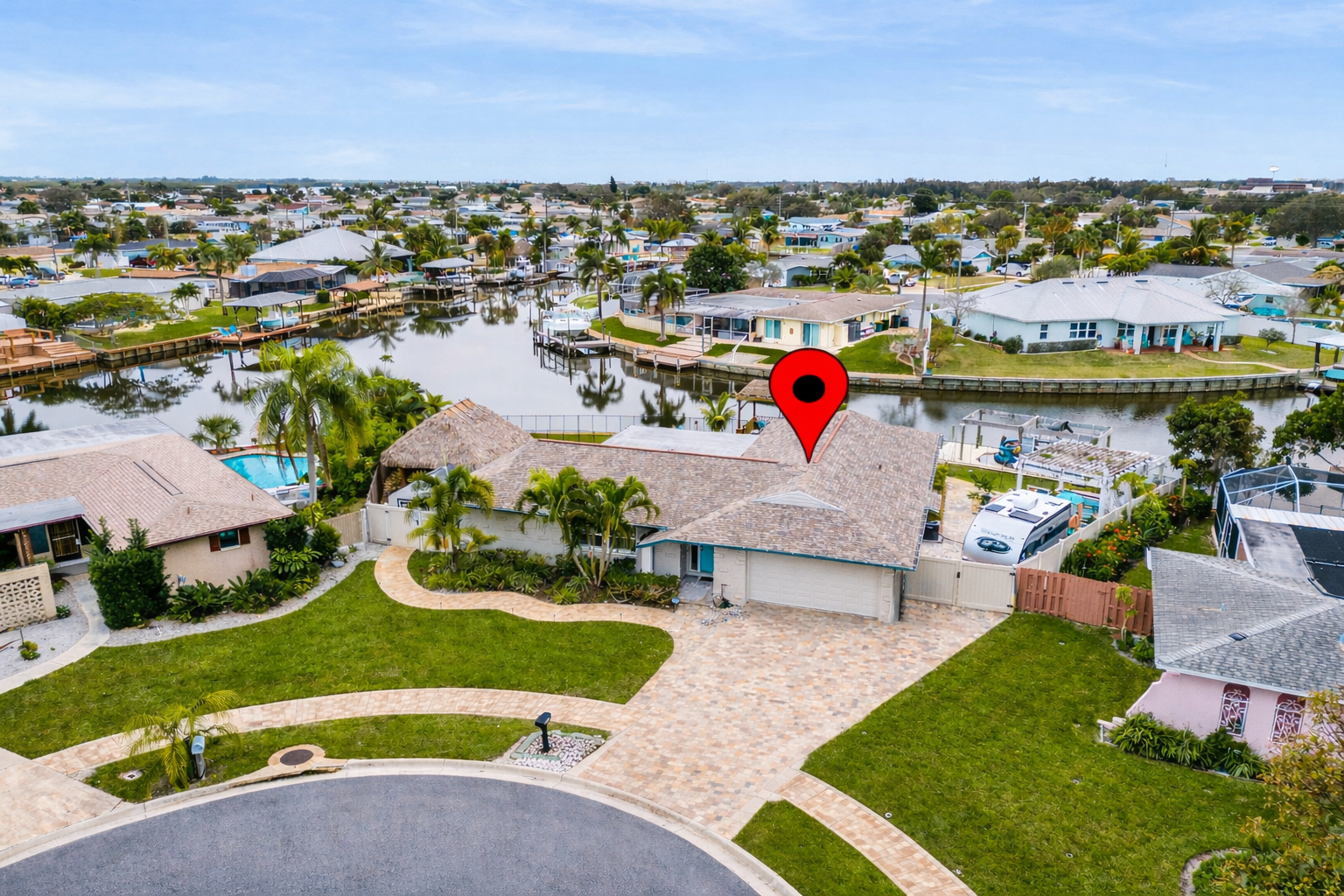 Aerial view of 1710 Vega Ave waterfront property