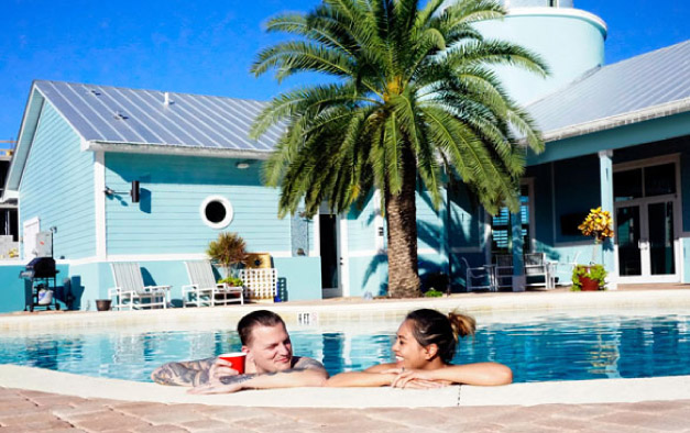 Residents enjoying the pool