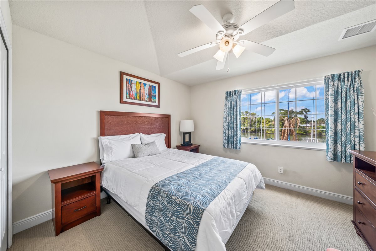 Guest bedroom with water views
