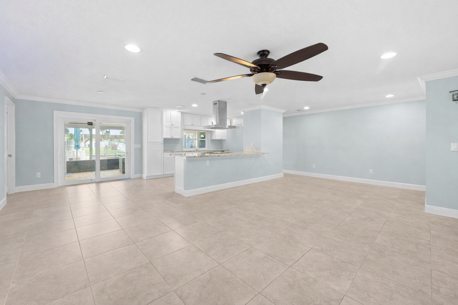 Open-concept living area with kitchen