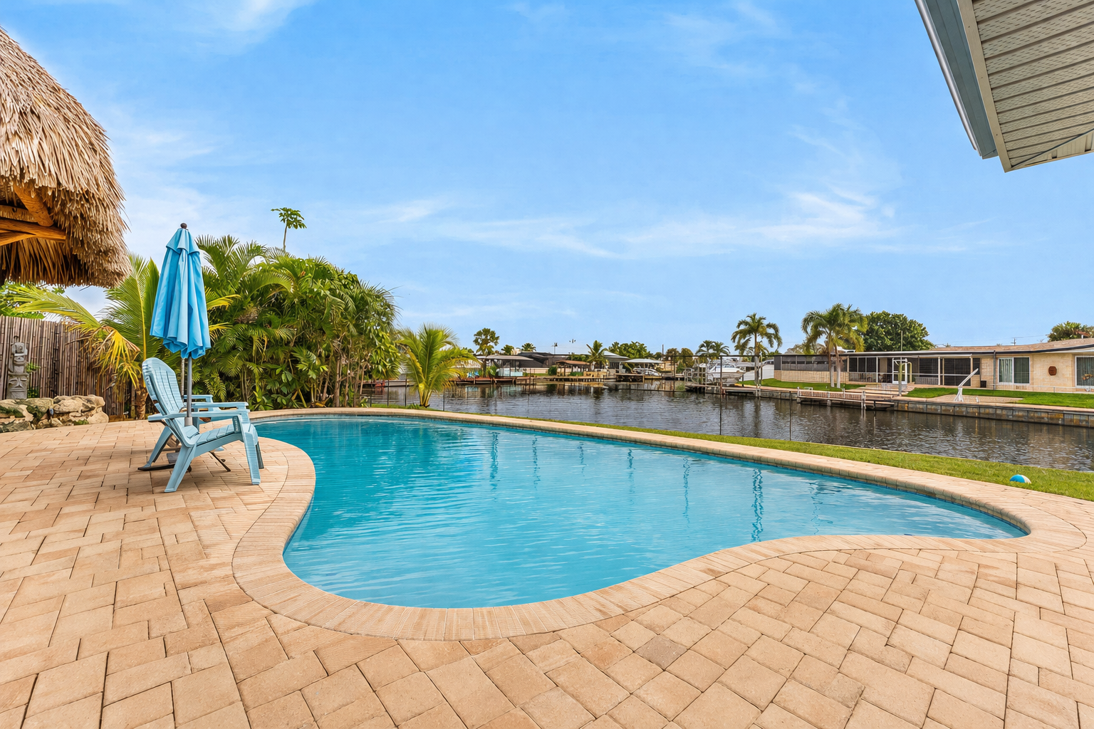 Saltwater pool overlooking the canal waterfront